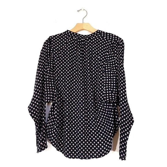 JOIE Tangia Dolman Sleeve Button Down Blouse Caviar Ikat Print Boho Lagenlook - Picture 8 of 10